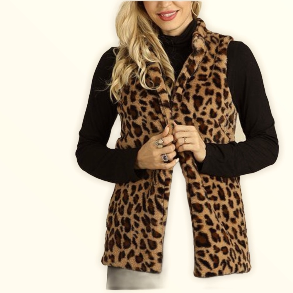 NW KC Collections Reversible Leopard Vest Sz 1X